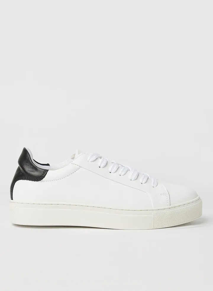 Contrast Panel Leather Sneakers