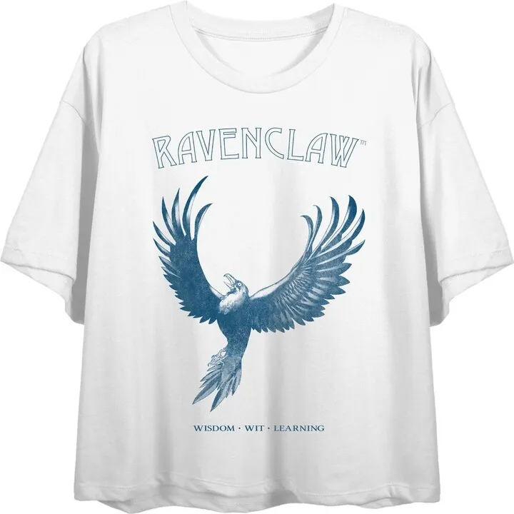 Harry Potter Ravenclaw Traits Juniors White Boyfriend Crop T-shirt-XS