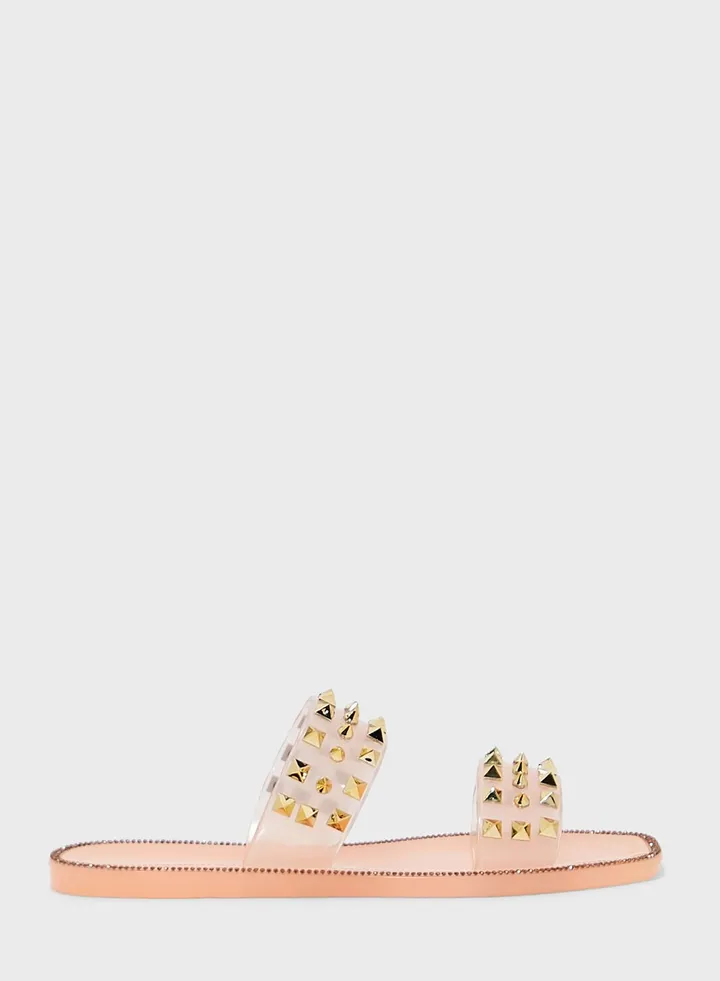 Clear Studded Flat Shoe