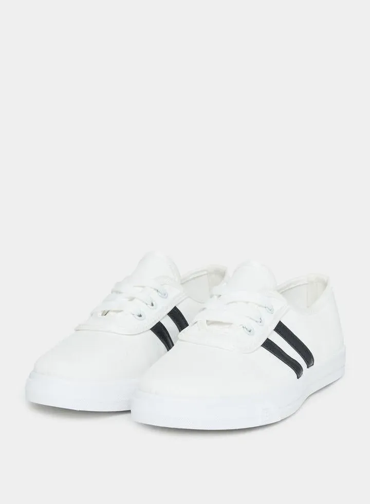 Striped Panel Canvas Look Sneakers