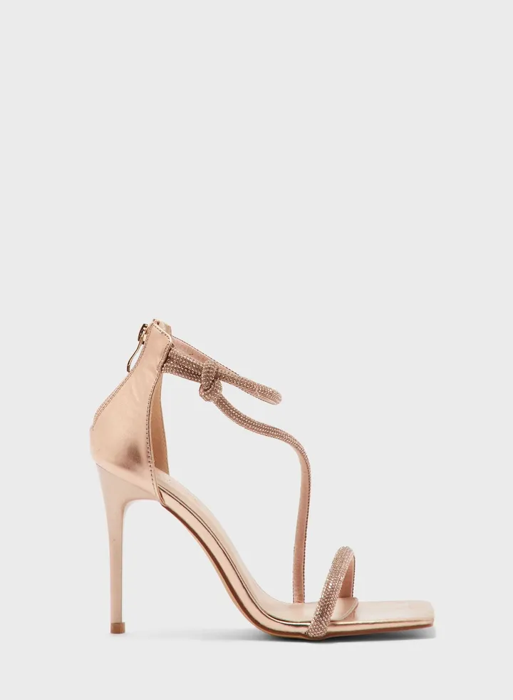Wide Fit Glitter Strap Metallic Sandal