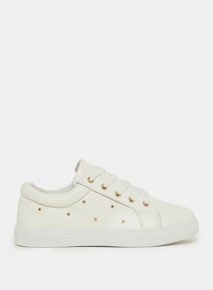 Studded Quiled Lace Up Casual Sneaker