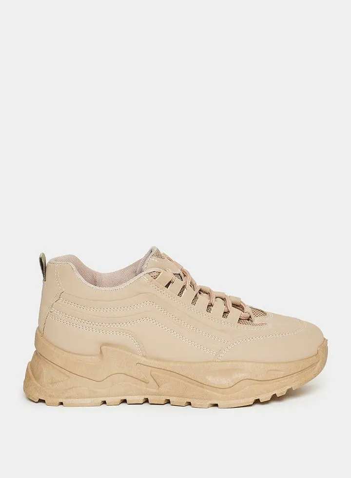 Solid Lace Up Platform Sneakers