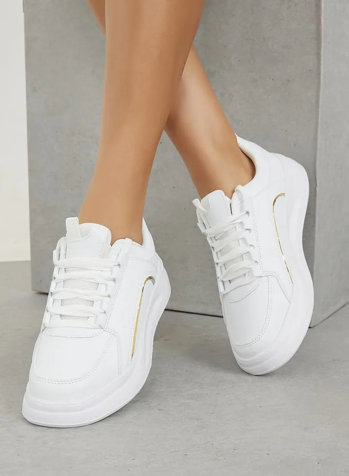 Gold Detail Platform Sole Casual Shoes