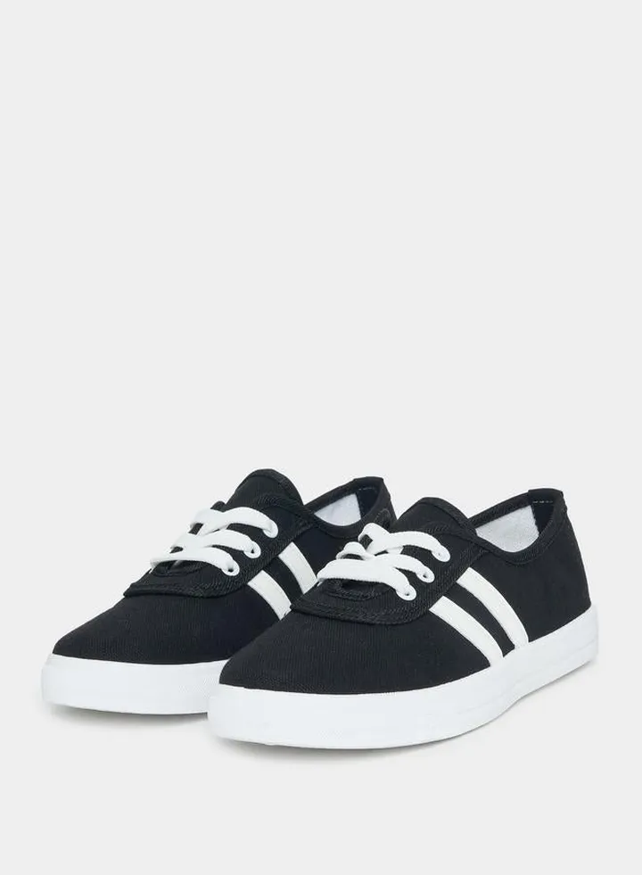 Striped Panel Canvas Look Sneakers