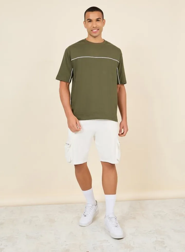 Oversized Contrast Seam Insert T-Shirt