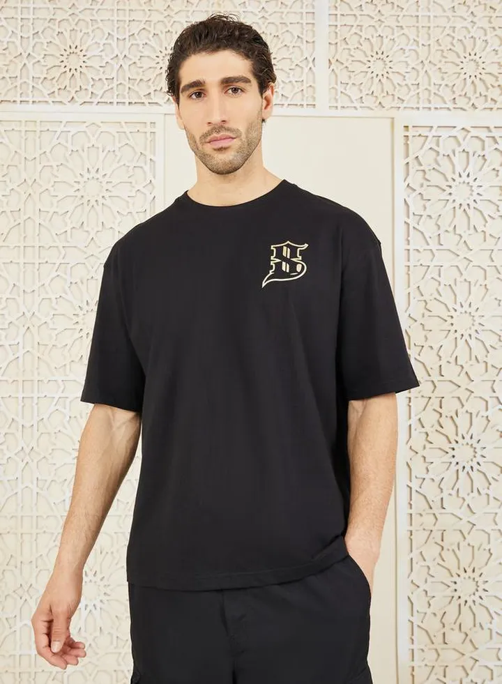Premium Oversized Varsity Foil Print T-shirt