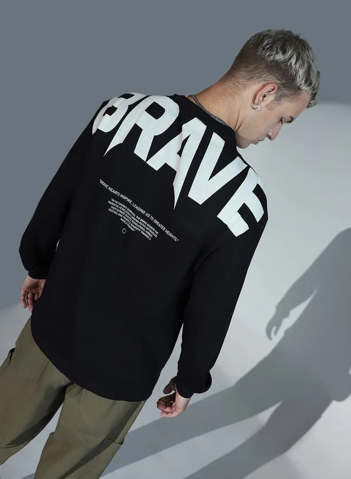 Typography Print Cotton Relaxed Fit T-Shirt