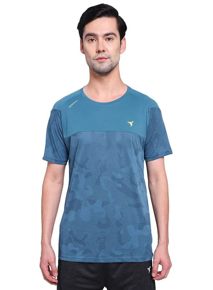 Mesh Jacquard Round Neck T-Shirt