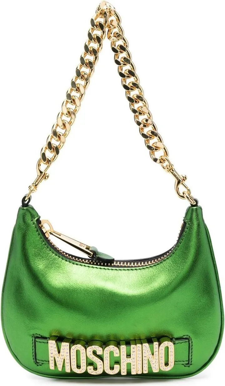 Metallic Logo-Lettering Shoulder Bag
