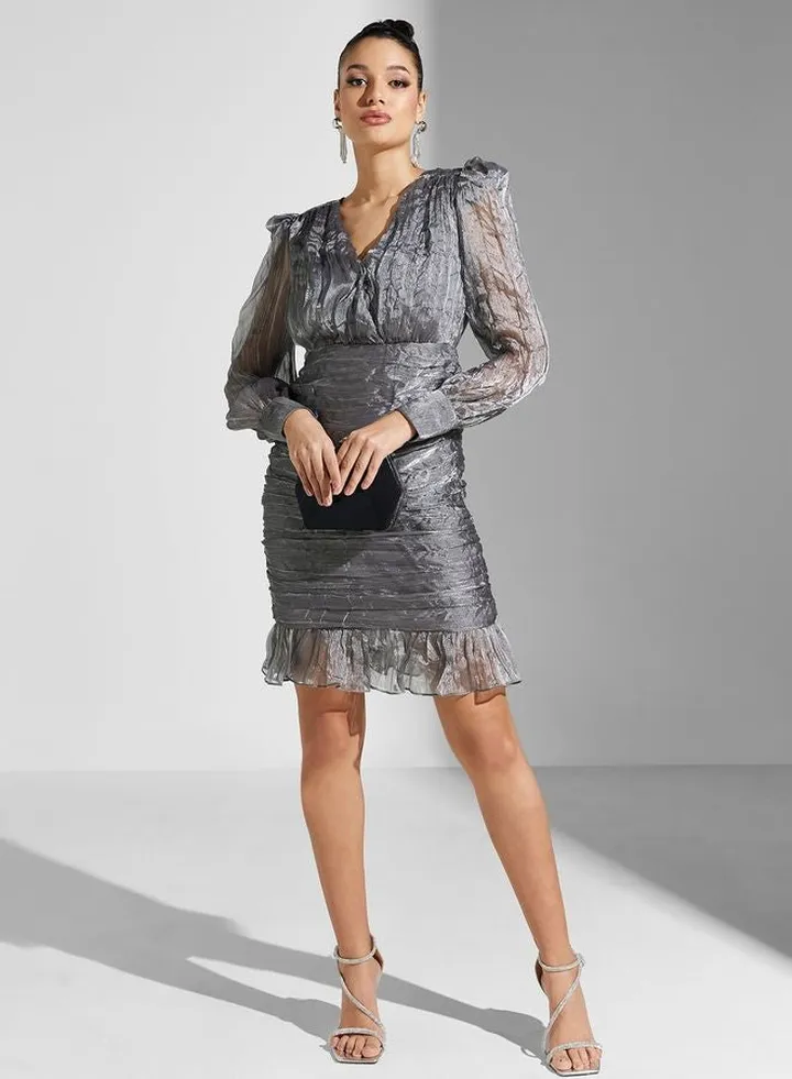Crinkle Organza Ruched Dress