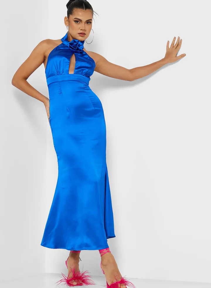 Cut Out High Neck Dress