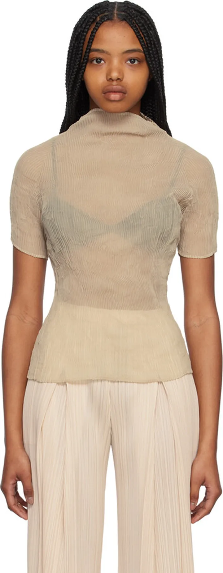Issey Miyake SSENSE Exclusive Beige Turtleneck