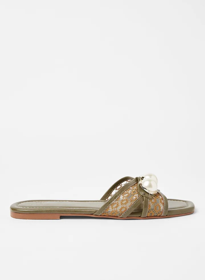 Lace Detail Flat Sandals