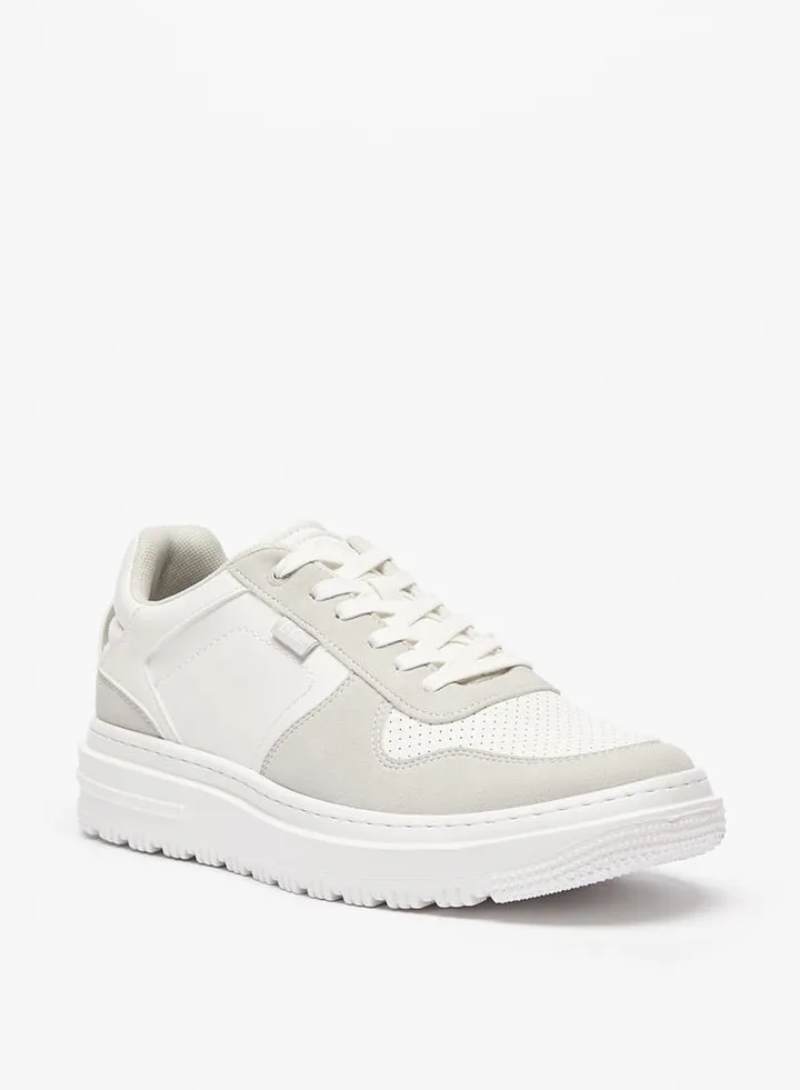 Men'S Solid Casual Sneakers With Lace-Up Closure