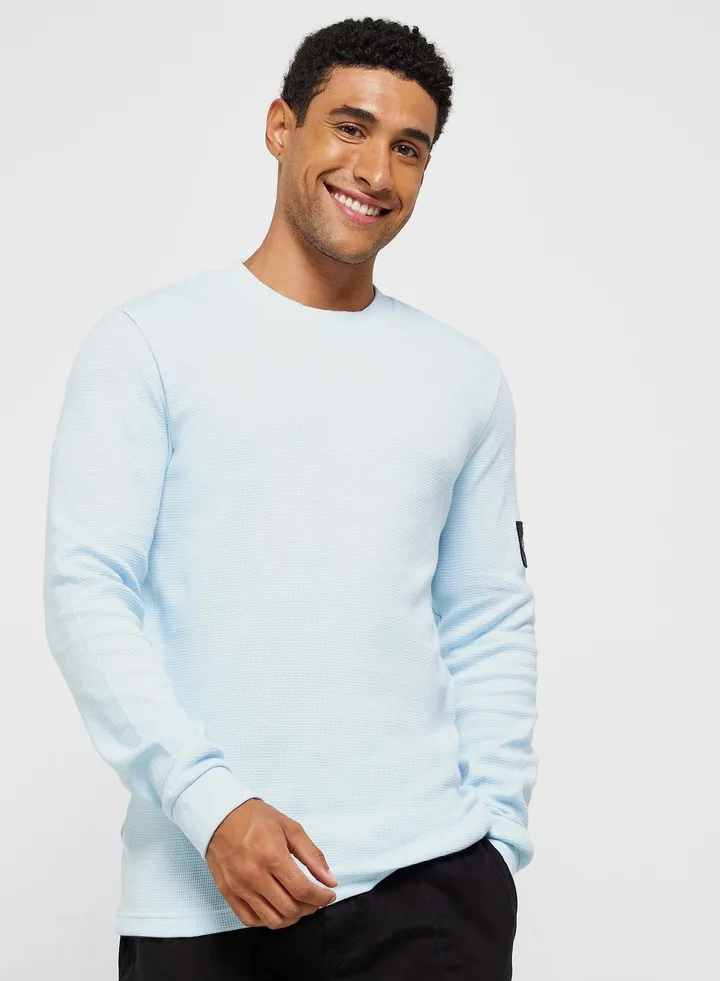 Badge Waffle Crew Neck T-Shirt