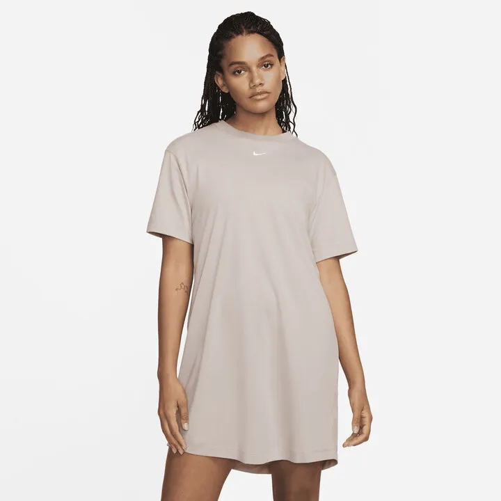 Women's Nike Sportswear Essential Short-Sleeve T-Shirt Dress in Brown