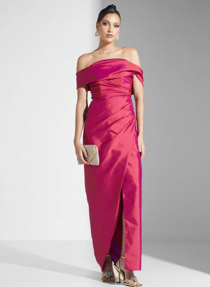 Off Shoulder Ruched Dress