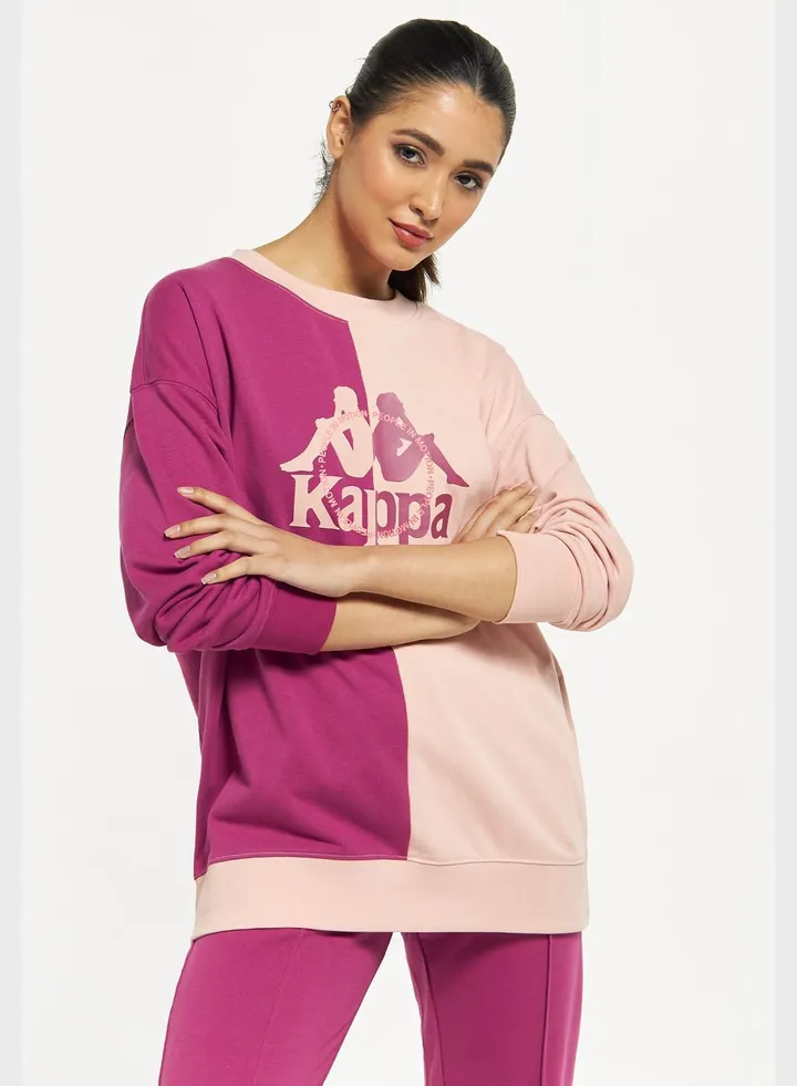 Logo Print Colourblock Oversized Sweatshirt