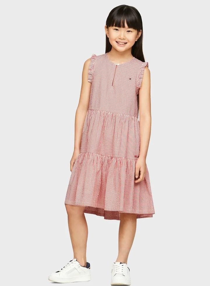 Youth Striped Ruffle Dress