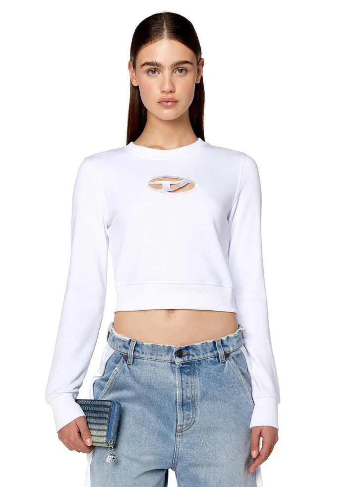 Crew Neck Logo Crop Sweater