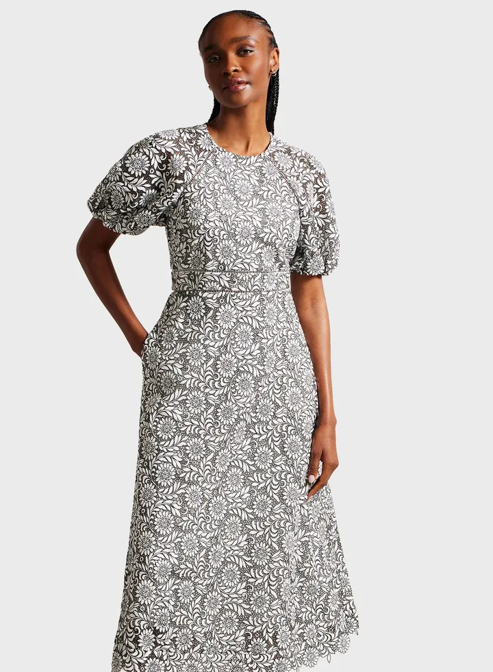 Printed Puff Sleeve Dress