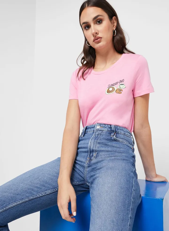 Crew Neck Graphic T-Shirt