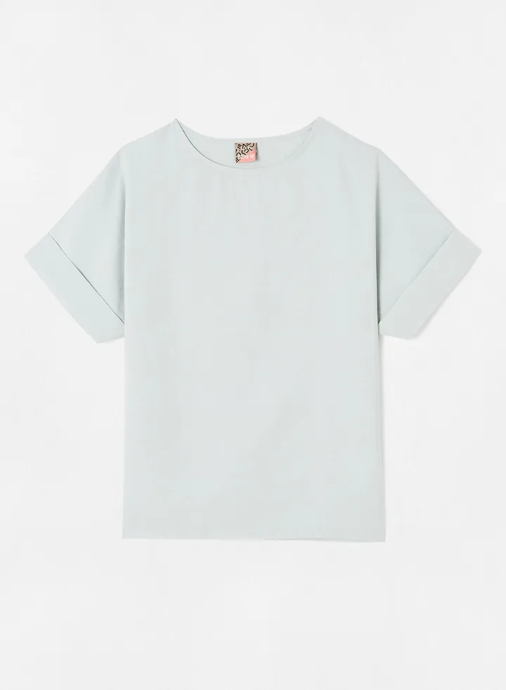 Round Neck Woven T-Shirt