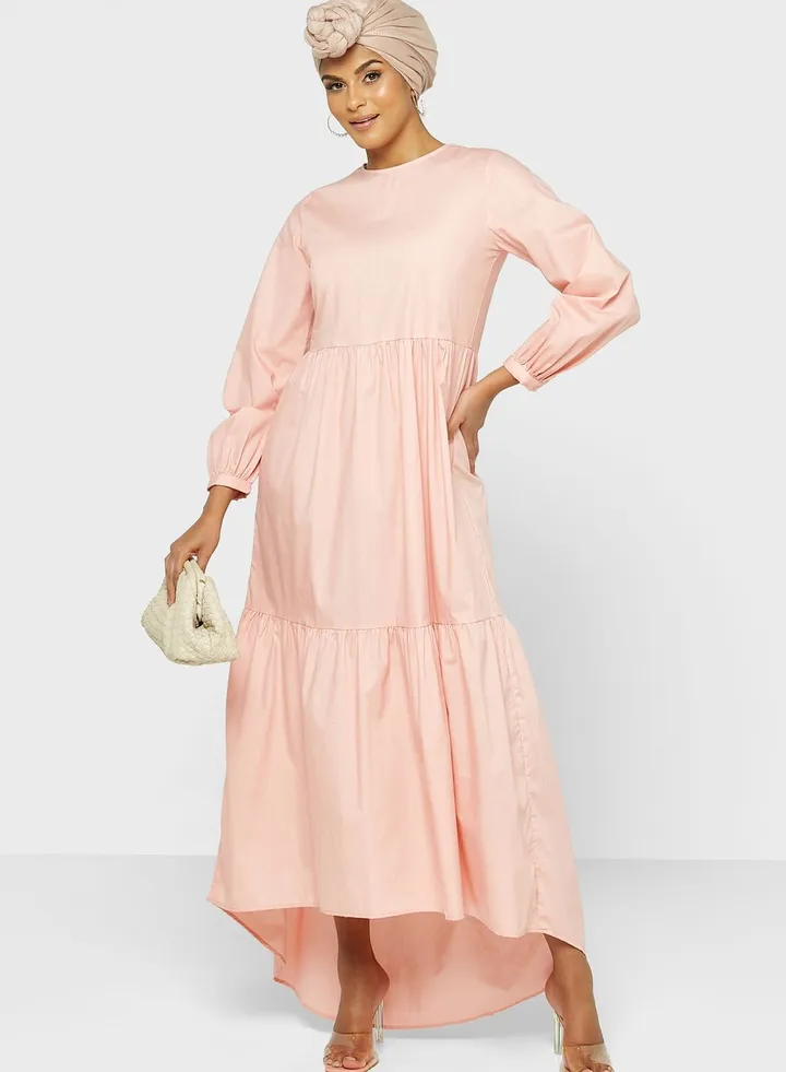 Tiered Asymmetrical Hem Dress