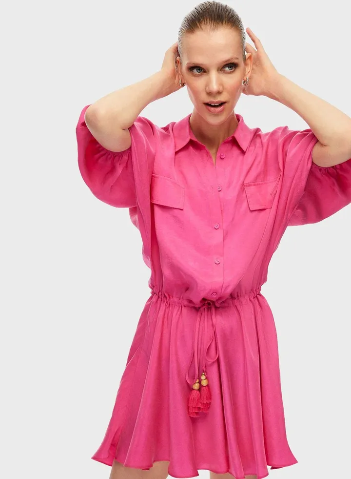 Tassel Detail Shirt Dress