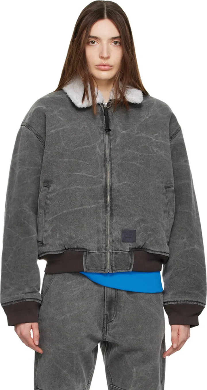 Acne Studios Gray Zip Bomber Jacket