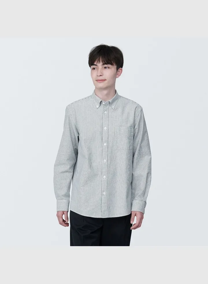 Washed Oxford Button Down Long Sleeve Shirt