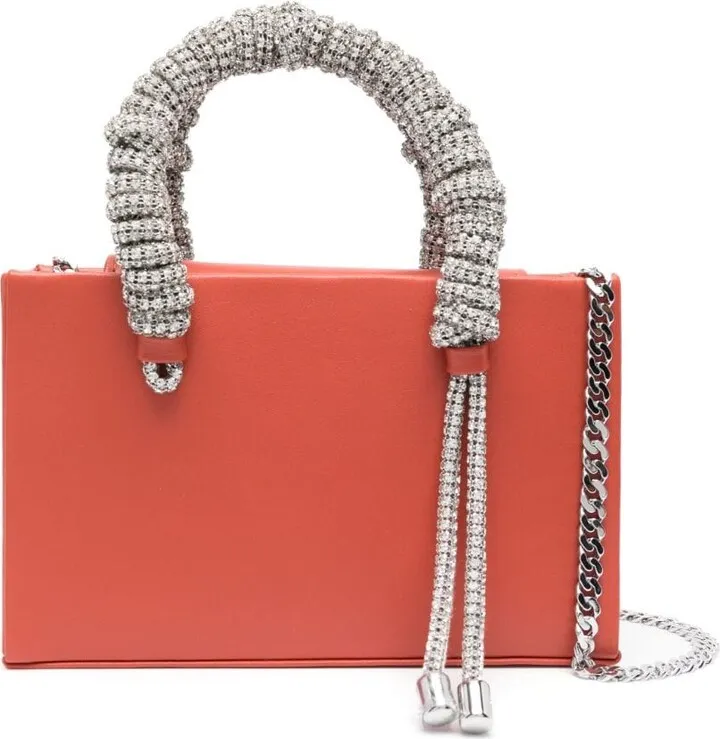 Crystal-Embellished Handle Shoulder Bag