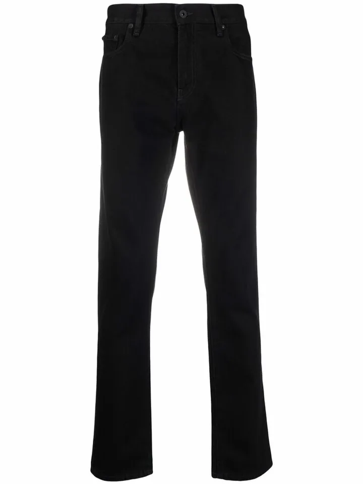 Diag-stripe skinny jeans