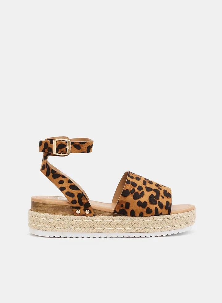 Leopard Print Platform Sandals