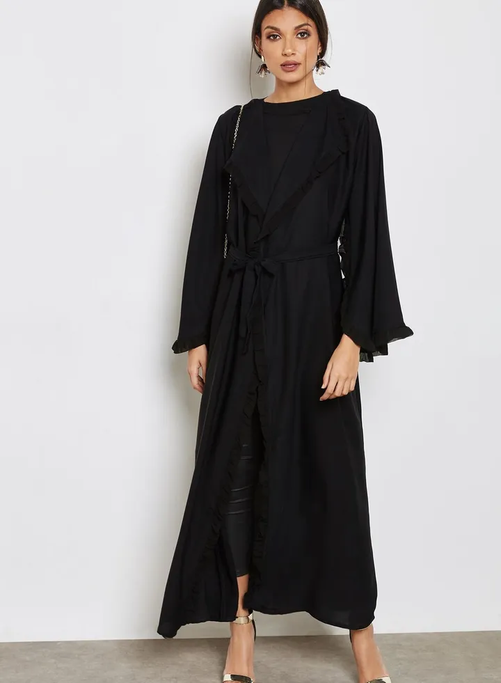 Ruffle Trim Abaya