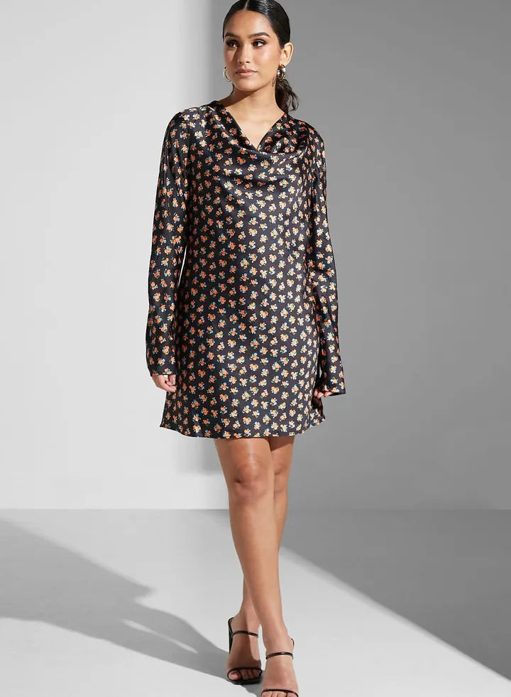 Printed V-Neck Dress