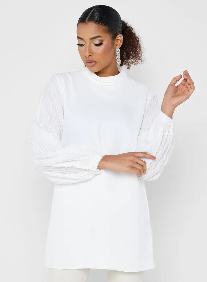 Puff Sleeve High Neck Top