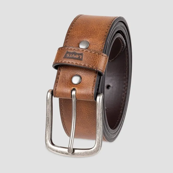 Levi's® Men's Rivet Closure and Logo Embossing on Loop Casual Belt - Tan M