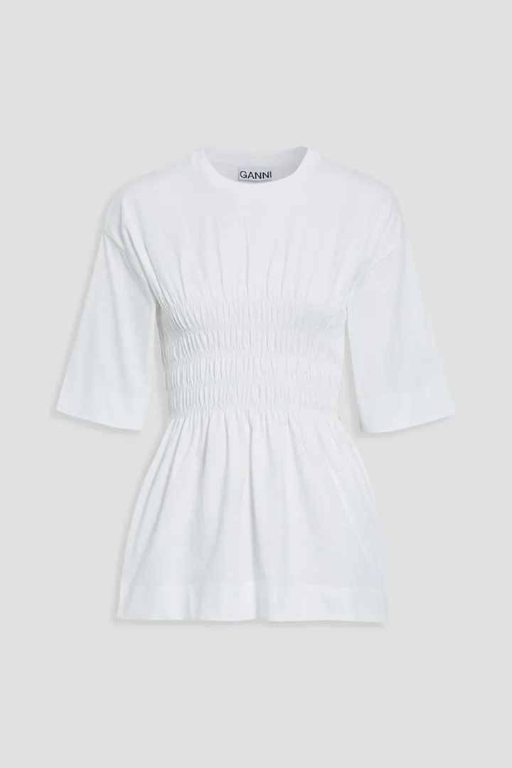 Shirred organic cotton-jersey T-shirt