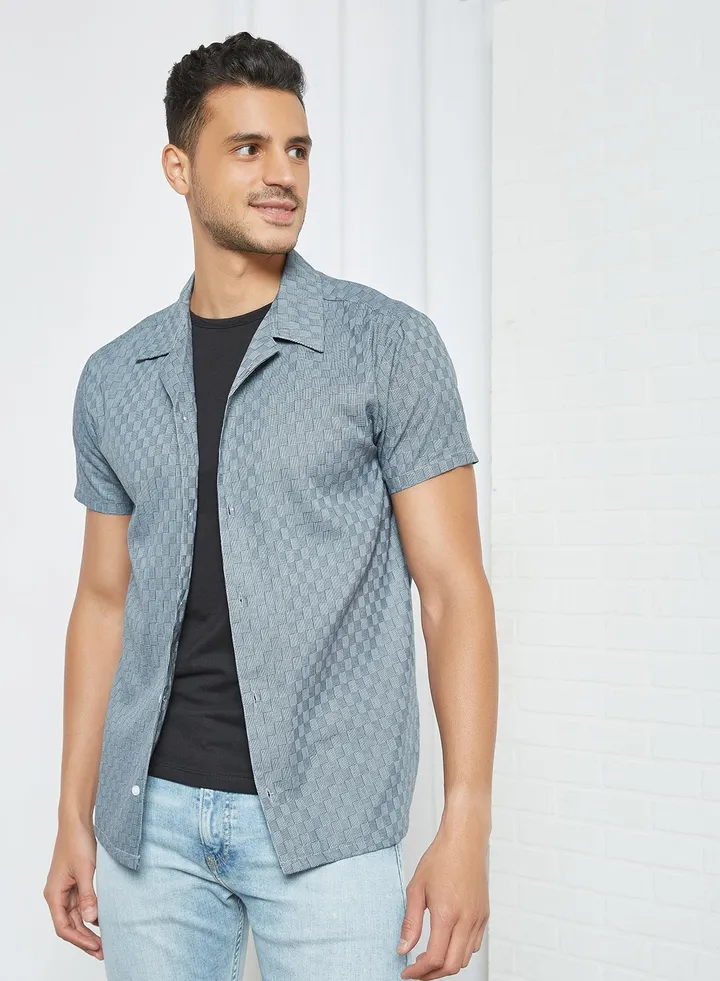 Short Sleeve Dobby Check Shirt