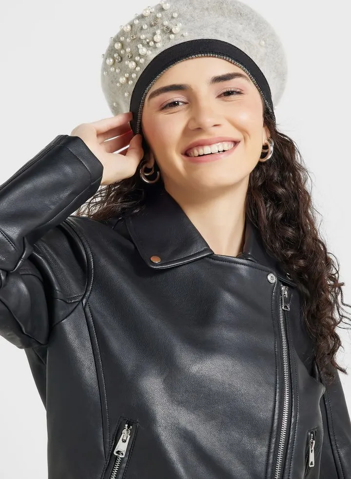 Embellished Beret Winter Hat
