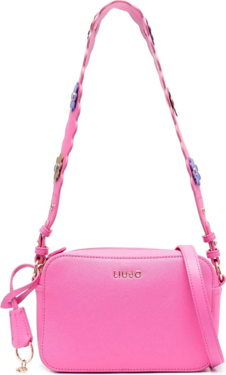 Floral-Appliqué Scalloped Shoulder Bag