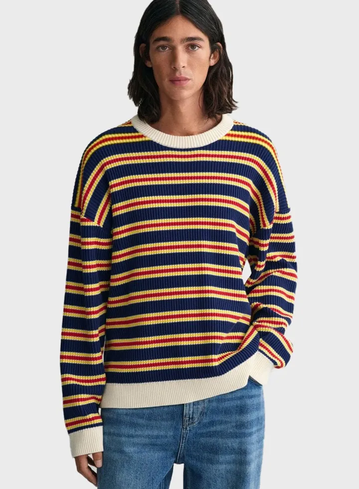 Multi Striped Round Neck Sweater