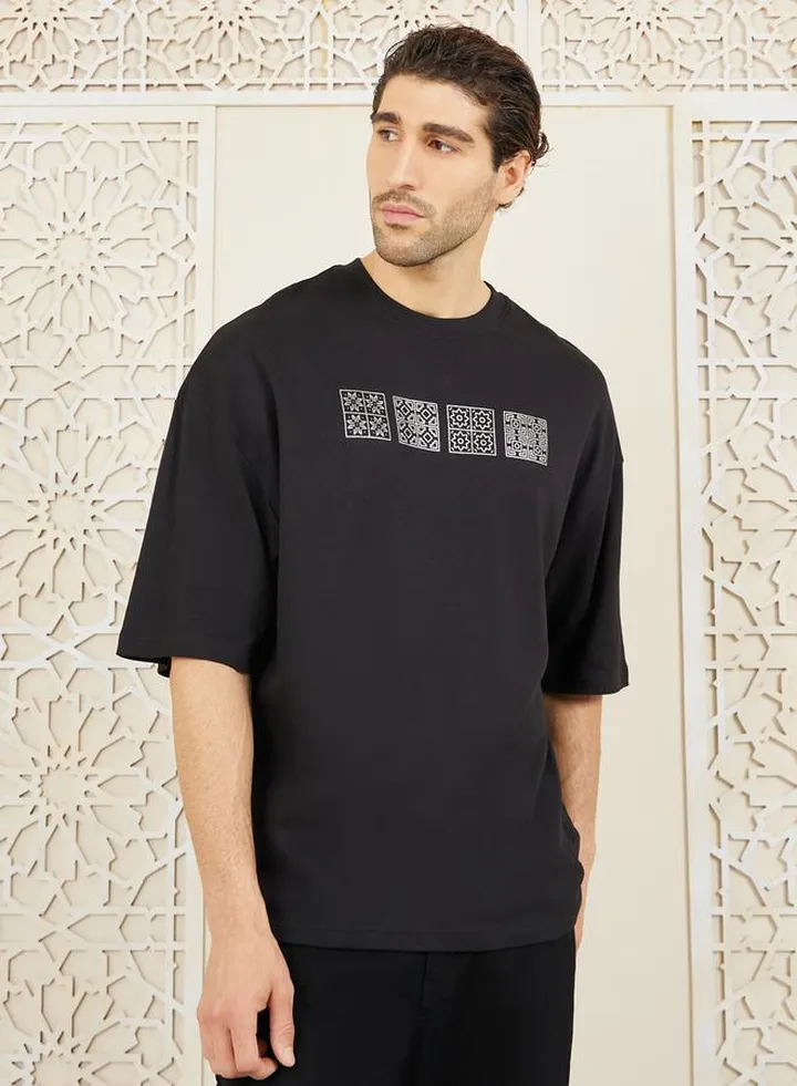Premium Heavy Jersey Foil Print Oversized T-Shirt