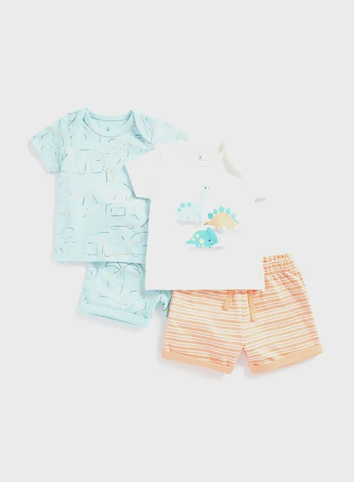 Kids 4 Piece Graphic T-Shirt & Shorts Set