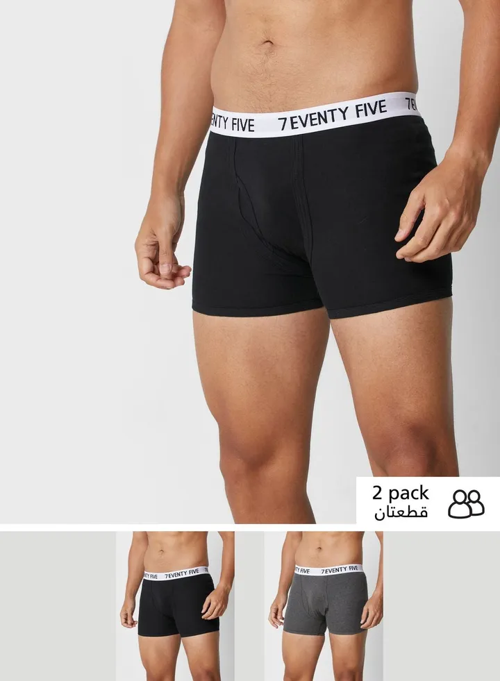 2 Pack Waist Band Trunks With Antibacterial Finish
