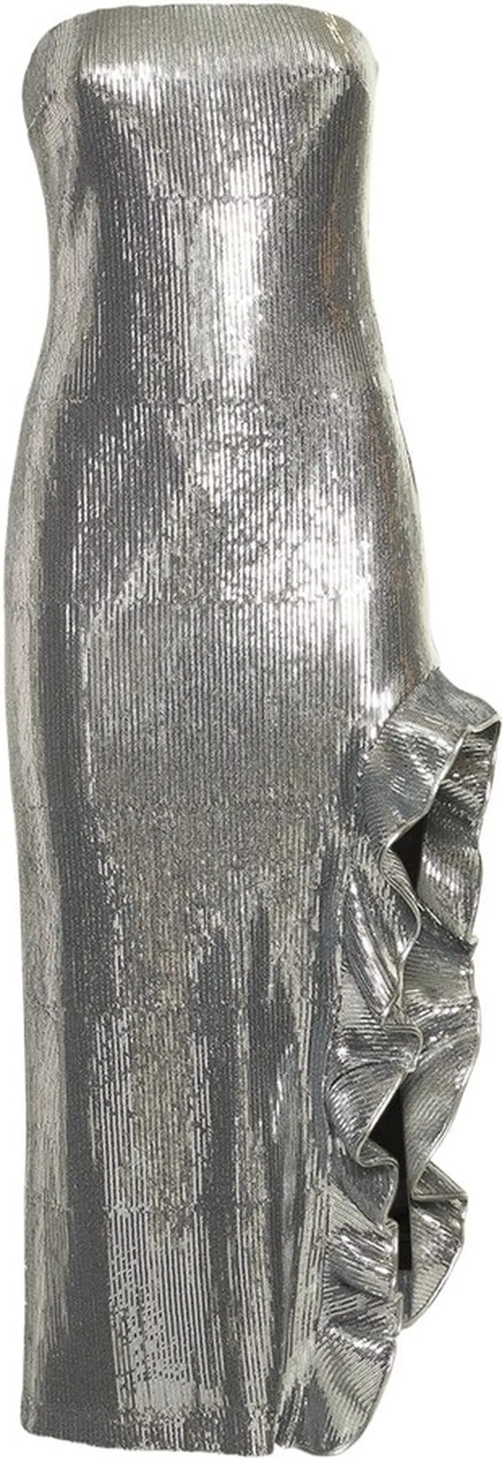 Strapless sequined midi dress
