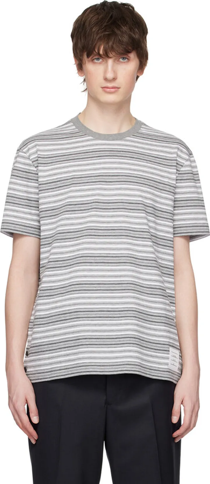 Thom Browne Gray Striped T-Shirt