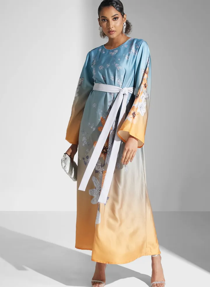 Floral Printed Tiered Jalabiya